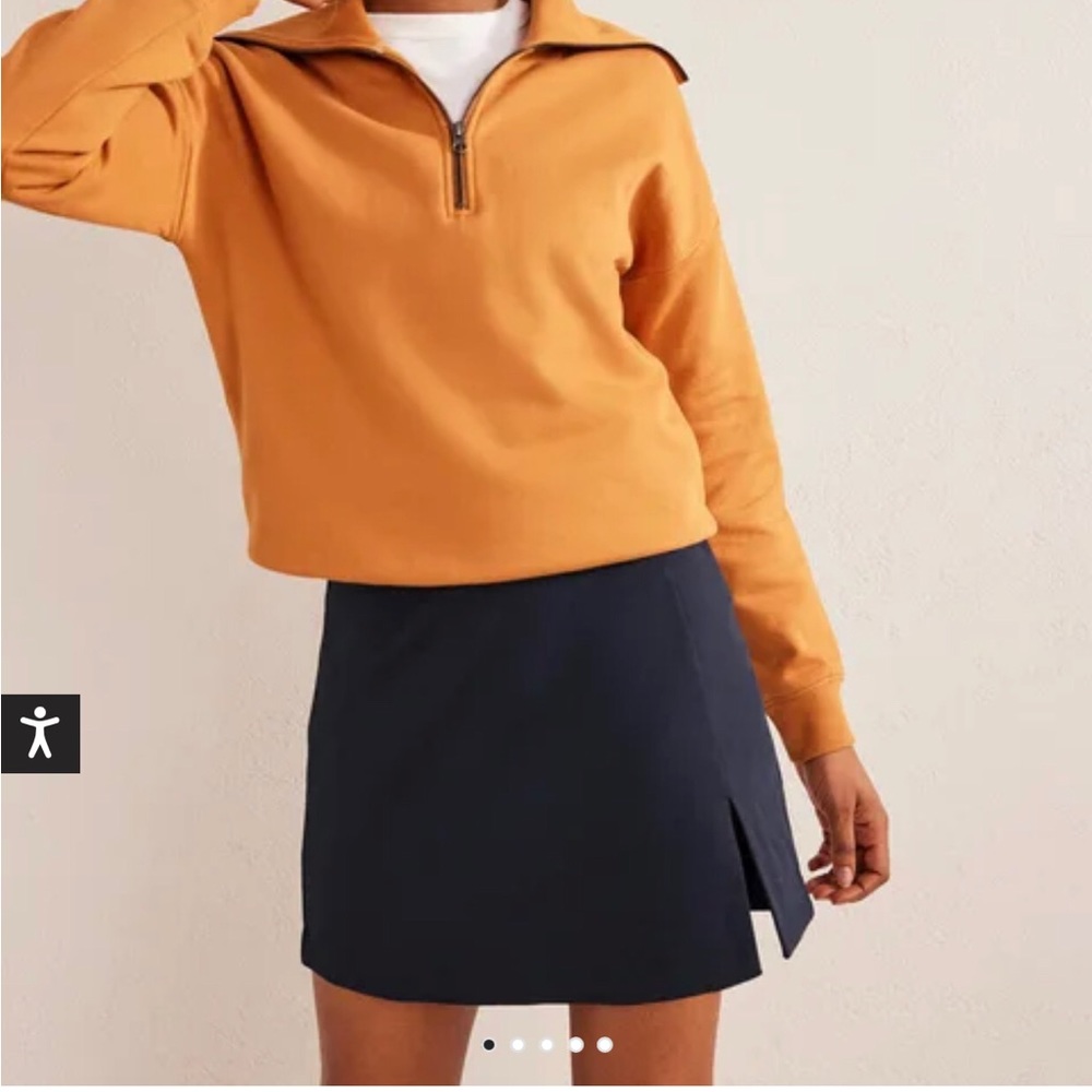 NWT - Boden Side Split Jersey Mini Skirt Navy